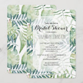 Brautparty für grüne tropische Blätter mit weißer  Einladung (Vorne/Hinten)