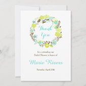 Brautparty für grüne und braune Blumenkleider Dankeskarte (Vorderseite)