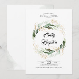 Brautparty für Grünfolien und Gold-Blätter Einladung