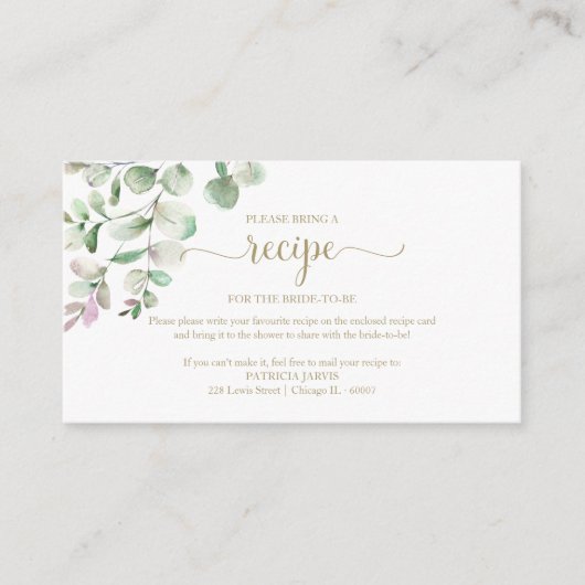 Brautparty für Grünpflanzen Anforderung Verpackung Begleitkarte (Vorderseite)