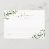 Brautparty für Grünpflanzen und weiße Blume Hinweiskarte (Vorderseite)