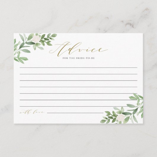 Brautparty für Grünpflanzen und weiße Blume Hinweiskarte (Vorderseite)