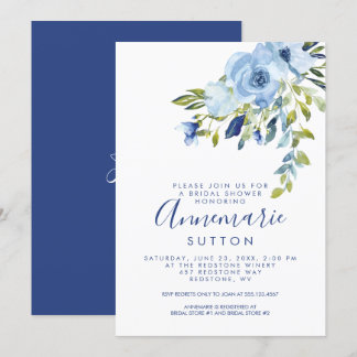 Brautparty für hellblaue Flora und Navy| Einladung