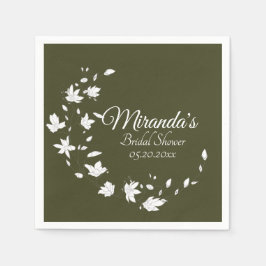 Brautparty für Herbstgrün und Weiß Serviette