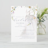 Brautparty für Hochzeitskleidung mit blauer Blüte Einladung (Stehend Vorderseite)