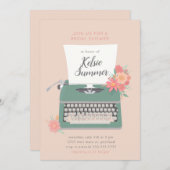 Brautparty für hübsche Schreibmaschinen und Blume Einladung (Vorne/Hinten)
