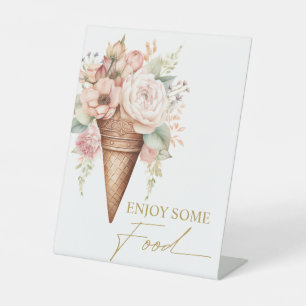 Brautparty für Ice Cream Floral Food Sockelschild