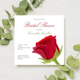Brautparty für klassische Rote Rose Einladung