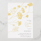 Brautparty für kleine weiße Blume Folieneinladung (Vorderseite)