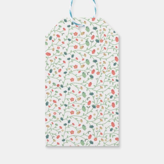 Brautparty für Korallen und Blaue Wildblumen Geschenkanhänger (Rückseite)