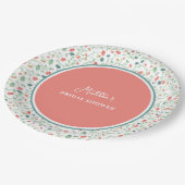 Brautparty für Korallen und Blaue Wildblumen Pappteller (Schrägansicht)