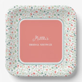 Brautparty für Korallen und Blaue Wildblumen Pappteller (Vorderseite)
