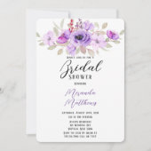 Brautparty für lila Blume Einladung (Vorderseite)
