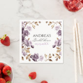 "Brautparty für lila Blume und Blattgold" Serviette (Beispiel)