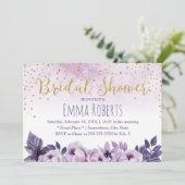 Brautparty für Lila Blütenfrüchte Einladung (Stehend Vorderseite)