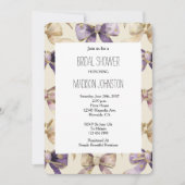 Brautparty für lila Gold Bows Einladung (Vorderseite)