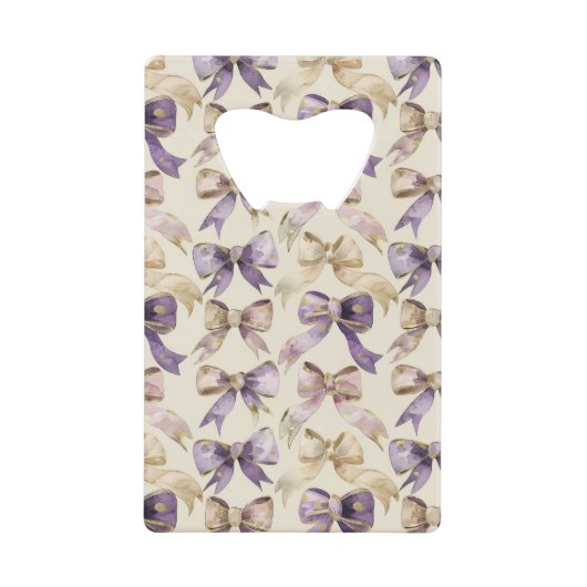 Brautparty für lila Gold Bows Geldbeutel Flaschenöffner (Vorderseite)