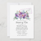 Brautparty für lila Magnolien und Rose Einladung (Vorderseite)
