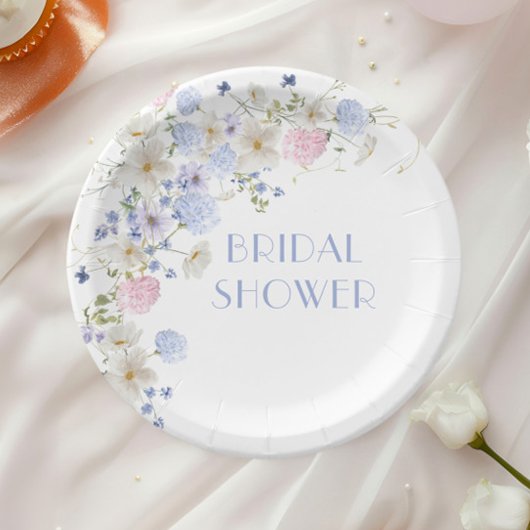 Brautparty für Lila rosa Wildblumen im Frühjahr Pappteller