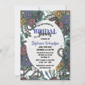 Brautparty für lila und blaue Blüten Einladung (Vorderseite)