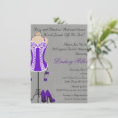 Brautparty für Lila und weiße Lingerie Einladung (Stehend Vorderseite)
