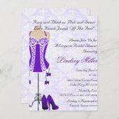 Brautparty für Lila und weiße Lingerie Einladung (Vorne/Hinten)