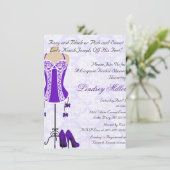 Brautparty für Lila und weiße Lingerie Einladung (Stehend Vorderseite)
