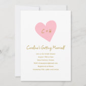 Brautparty für Minimalistische rosa Herz-Liebe Einladung (Vorderseite)