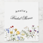 Brautparty für Minimalistische Wildblume Weinetikett (Einzelnes Label)