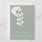 Brautparty für moderne schwanggrüne Orchideen Einladung (Vorderseite)