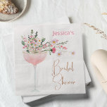 Brautparty für moderne Wildblume Serviette<br><div class="desc">Modernes Glas Wildblume Brautparty Papier Napkin Diese moderne Papierserviette aus Brautparty verfügt über ein großes Champagnerglas und einige Wildblumen sowie eine moderne Kalligraphie in einer Imitat Kupferfolienstruktur.</div>