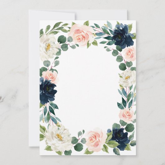 Brautparty für Navy und Blush Pink Einladung (Rückseite)