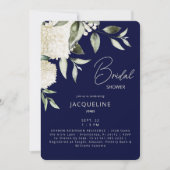 Brautparty für Navy und Cream White Hydrangeas Einladung (Vorderseite)