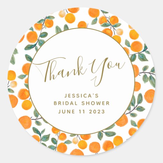 Brautparty für Orangenzitrus Runder Aufkleber (Vorderseite)