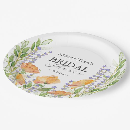 Brautparty für PapierTeller Wildblumen (Schrägansicht)