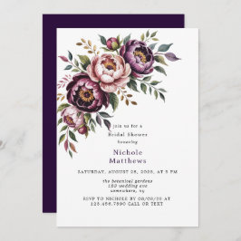 Brautparty für Peony-Wreath-Pflaume Einladung