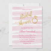 Brautparty für rosa und goldfarbene Streifen Einladung (Vorderseite)