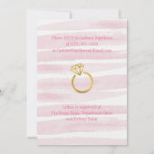 Brautparty für rosa und goldfarbene Streifen Einladung (Rückseite)