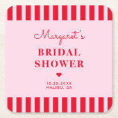 Brautparty für Rosa und Rote Streifen Rechteckiger Pappuntersetzer (Vorderseite)
