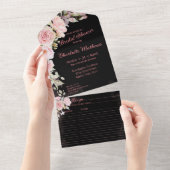 Brautparty für Rose in Rosa All In One Einladung (Abreißen)