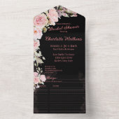 Brautparty für Rose in Rosa All In One Einladung (Innen Boden)