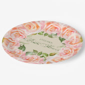 Brautparty für Rose in weichrosa Farbe Pappteller (Schrägansicht)