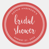 Brautparty für rote Schrift und weiße Streifen Runder Aufkleber (Vorderseite)