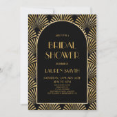 Brautparty für Schwarz Geometrische Kunst Einladung (Vorderseite)