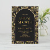 Brautparty für Schwarz Geometrische Kunst Einladung (Stehend Vorderseite)