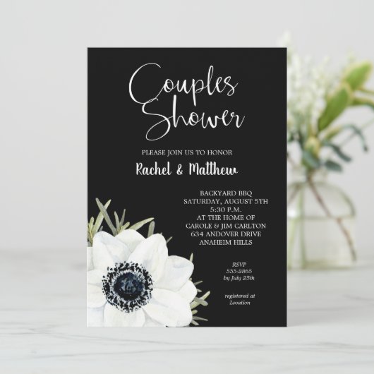 Brautparty für Schwarz-Weiß-Anemonen lädt ein (Stehend Vorderseite)