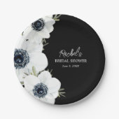 Brautparty für Schwarz-Weiß-Blume Pappteller (Vorderseite)