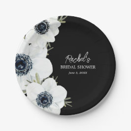 Brautparty für Schwarz-Weiß-Blume Pappteller