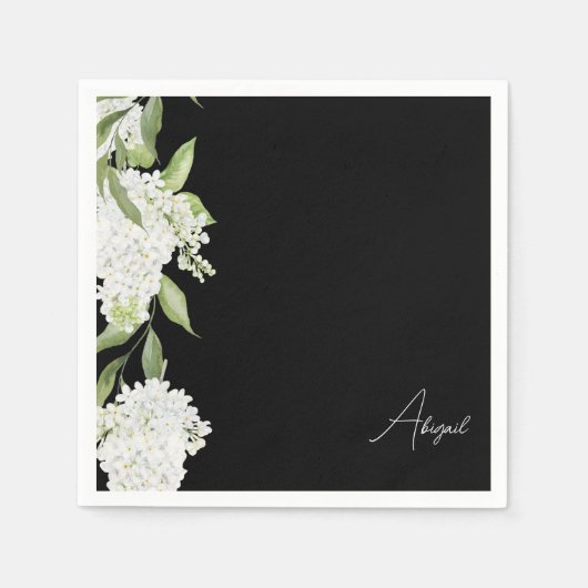 Brautparty für Schwarz-weiße Blueskriptnamen Serviette (Vorderseite)