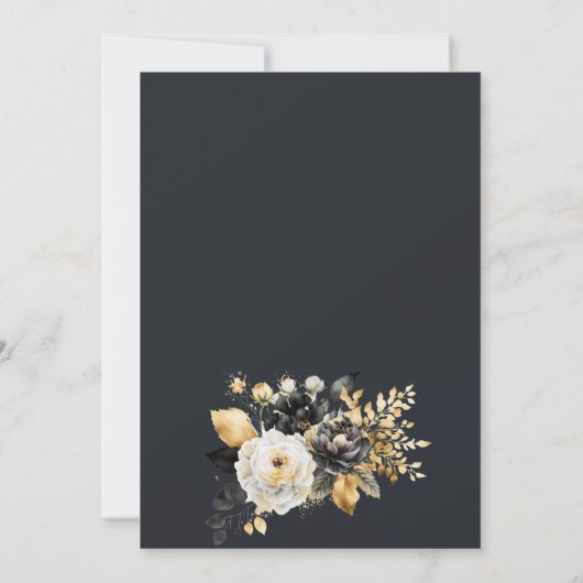 Brautparty für Schwarz-weiße Blume Einladung (Rückseite)